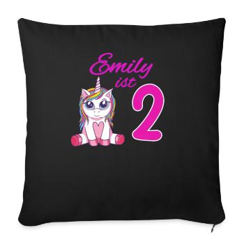 Kindergeburtstag 2 Jahre Mädchen Name Emily - Sofakissenbezug 45 x 45 cm - Schwarz - Vorne