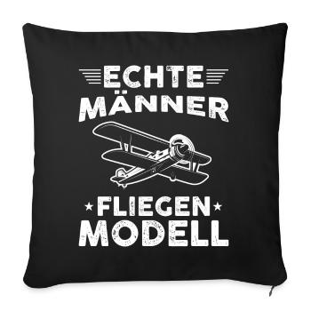 Modellfliegen | Männer Geschenkidee Modellflug - Sofakissenbezug 45 x 45 cm - Schwarz - Vorne