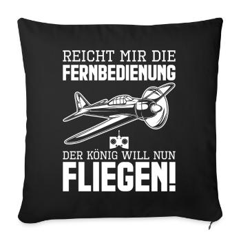 Modellflug Modellbau Modellfliegen - Sofakissenbezug 45 x 45 cm - Schwarz - Vorne