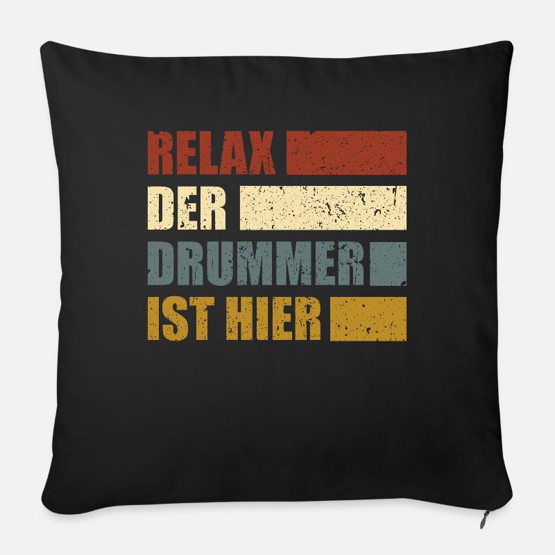Retro Schlagzeuger Relax Drummer - Sofakissenbezug 45 x 45 cm - Schwarz