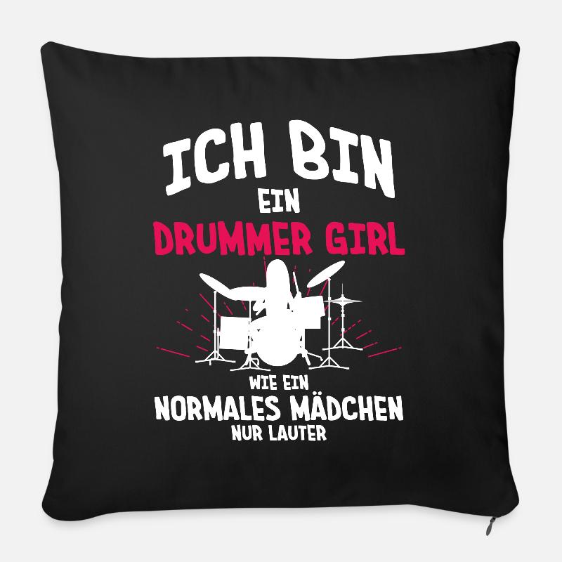 Schlagzeugerin Mädchen Drummer - Sofakissenbezug 45 x 45 cm - Schwarz