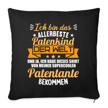 Patenonkel Patententante beste Patenkind der Welt - Sofakissenbezug 45 x 45 cm - Schwarz - Vorne
