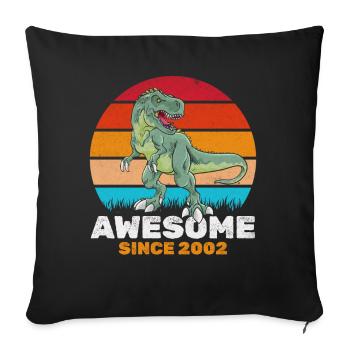 Fantastique depuis 2002 Amateur de dinosaures Dino - Housse de coussin décorative 45 x 45 cm - noir - Devant