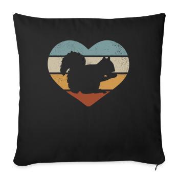 Squirrel Heart Squirrel Lover sweet - Sofa pillowcase 17,3'' x 17,3'' (45 x 45 cm) - black - Front