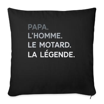 Papa Motard L'Homme La Légende Cadeau Moto - Housse de coussin décorative 45 x 45 cm - noir - Devant