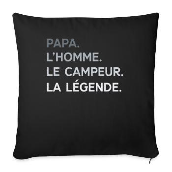 Papa Campeur L'Homme La Légende Cadeau Camping - Housse de coussin décorative 45 x 45 cm - noir - Devant