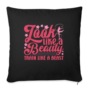 Un cadeau de gymnaste ressemble à un train de beauté comme une bête - Housse de coussin décorative 45 x 45 cm - noir - Devant