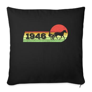 Cheval de trot né en 1946 Chevaux d’anniversaire - Housse de coussin décorative 45 x 45 cm - noir - Devant