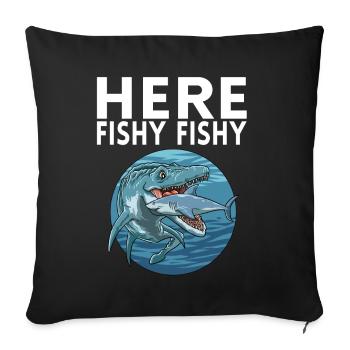 Here Fishy Fischy - Sofakissenbezug 45 x 45 cm - Schwarz - Vorne
