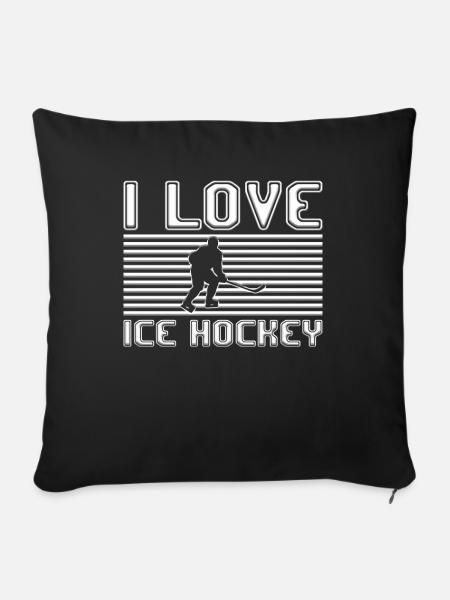 I love ice hockey - Sofakissenbezug 45 x 45 cm - Schwarz