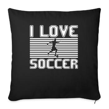 J’adore le football - Housse de coussin décorative 45 x 45 cm - noir - Devant