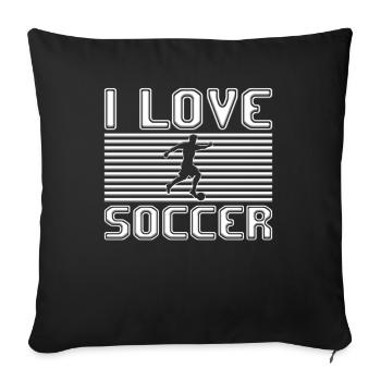 J’adore le football - Housse de coussin décorative 45 x 45 cm - noir - Devant