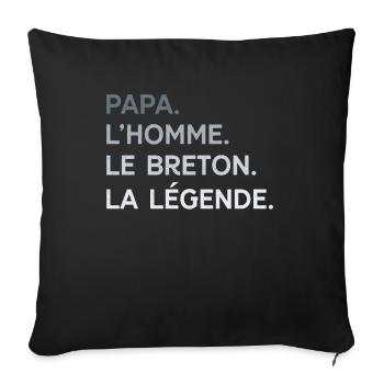 Papa Breton L'Homme La Légende Cadeau Breizh - Housse de coussin décorative 45 x 45 cm - noir - Devant