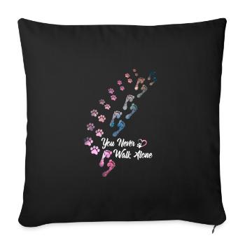 Vous ne marchez jamais seul Chien Amoureux des chiens Gassi - Housse de coussin décorative 45 x 45 cm - noir - Devant