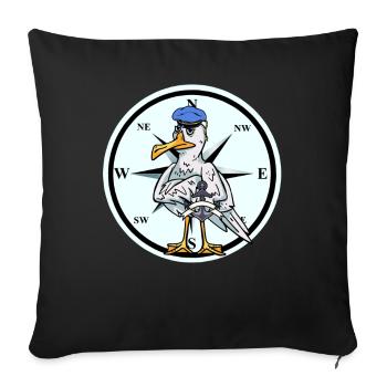 Moin Mer du Nord Mer Seagull Compass Sailor Sailor Sailor Sailor - Housse de coussin décorative 45 x 45 cm - noir - Devant
