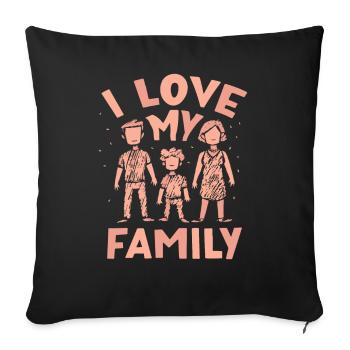J’adore ma douce réunion de famille - Housse de coussin décorative 45 x 45 cm - noir - Devant