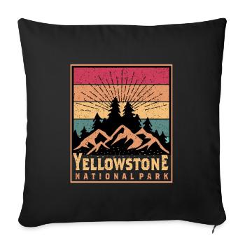 Yellowstone National Park Hiking Wyoming Souvenir - Sofa pillowcase 17,3'' x 17,3'' (45 x 45 cm) - black - Front