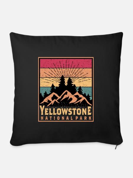 Yellowstone National Park Hiking Wyoming Souvenir - Sofa pillowcase 17,3'' x 17,3'' (45 x 45 cm) - black