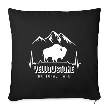 National Park Heartbeat Yellowstone Hiking Wyomin - Sofa pillowcase 17,3'' x 17,3'' (45 x 45 cm) - black - Front
