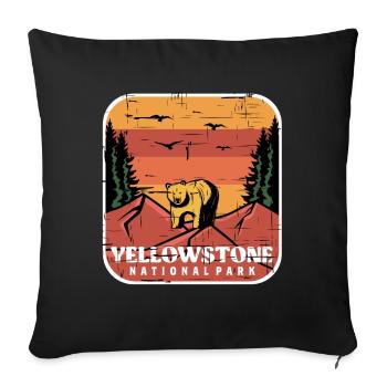 Yellowstone National Park Souvenir Grizzly Bear Wyomi - Sofa pillowcase 17,3'' x 17,3'' (45 x 45 cm) - black - Front