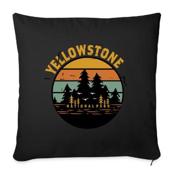Yellowstone National Park Souvenir Grizzly Bear Wyomi - Sofa pillowcase 17,3'' x 17,3'' (45 x 45 cm) - black - Front