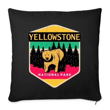 Yellowstone Souvenir National Park Grizzly Bear Wyomi - Sofa pillowcase 17,3'' x 17,3'' (45 x 45 cm) - black - Front