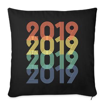 Cool Retro 2019, 4 Jahre alt, Kinder zum 4. Geburtstag - Sofakissenbezug 45 x 45 cm - Schwarz - Vorne