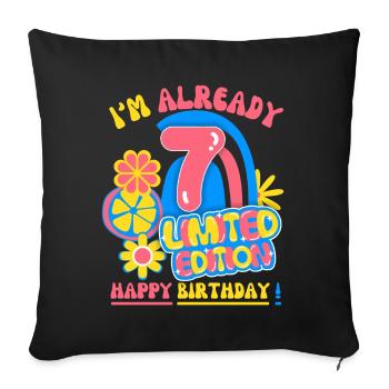 Anniversaire enfant-enfants 7 ans, fête d’anniversaire des enfants - Housse de coussin décorative 45 x 45 cm - noir - Devant