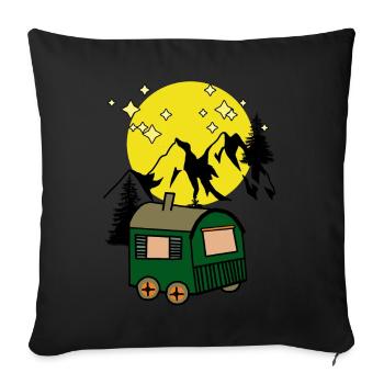 Clair de lune Pleine Lune Nature Montagnes Amoureux de la nature - Housse de coussin décorative 45 x 45 cm - noir - Devant