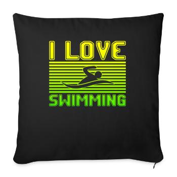 J’adore la natation - Housse de coussin décorative 45 x 45 cm - noir - Devant