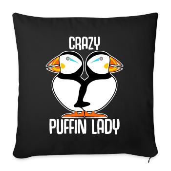 Crazy Puffin Lady Puffins - Sofakissenbezug 45 x 45 cm - Schwarz - Vorne