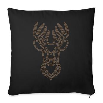 Bois de cerf rouge avec des bois de cerf - Housse de coussin décorative 45 x 45 cm - noir - Devant