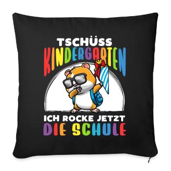 Schulkind Einschulung Hamster - Sofakissenbezug 45 x 45 cm - Schwarz - Vorne