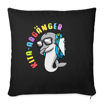 Kita Abgänger Schultüte Delfin Kindergarten - Sofakissenbezug 45 x 45 cm - Schwarz - Vorne