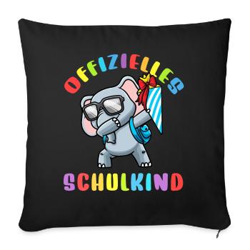Schulkind Einschulung Elefant - Sofakissenbezug 45 x 45 cm - Schwarz - Vorne