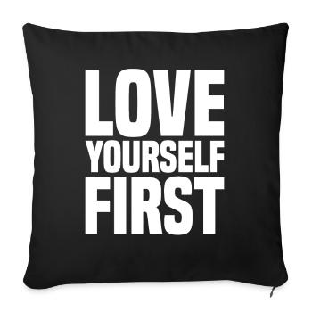 Aimez-vous d’abord - Housse de coussin décorative 45 x 45 cm - noir - Devant