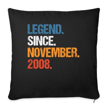 Légende depuis novembre 2008 Anniversaire - Housse de coussin décorative 45 x 45 cm - noir - Devant