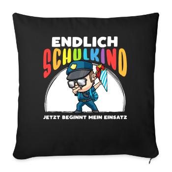 Schulkind Einschulung Polizei - Sofakissenbezug 45 x 45 cm - Schwarz - Vorne