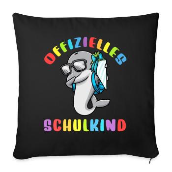 Schulkind Einschulung Delfin - Sofakissenbezug 45 x 45 cm - Schwarz - Vorne