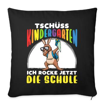 Schulkind Einschulung Känguru - Sofakissenbezug 45 x 45 cm - Schwarz - Vorne