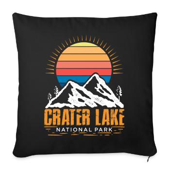 Parc national de Crater Lake Mountain Souvenir Randonnée Nat - Housse de coussin décorative 45 x 45 cm - noir - Devant