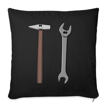 Marteau Artisan Métiers d’outillage Artisanat - Housse de coussin décorative 45 x 45 cm - noir - Devant