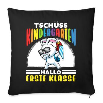 Schulkind Einschulung Hase - Sofakissenbezug 45 x 45 cm - Schwarz - Vorne