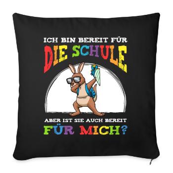 Schulkind Einschulung Känguru - Sofakissenbezug 45 x 45 cm - Schwarz - Vorne