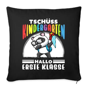 Schulkind Einschulung Panda - Sofakissenbezug 45 x 45 cm - Schwarz - Vorne