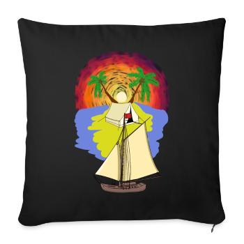 Vacances Île des Caraïbes Vacances Voilier Voyage Ahoi - Housse de coussin décorative 45 x 45 cm - noir - Devant