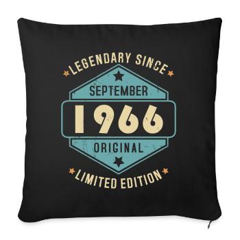 Septembre 1966 Vintage Retro Anniversaire - Housse de coussin décorative 45 x 45 cm - noir - Devant