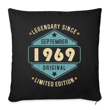 Septembre 1969 Vintage Retro Anniversaire - Housse de coussin décorative 45 x 45 cm - noir - Devant