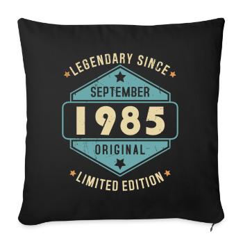 Septembre 1985 Vintage Retro Anniversaire - Housse de coussin décorative 45 x 45 cm - noir - Devant