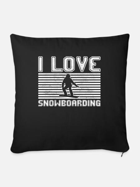 I love snowboarding - Sofakissenbezug 45 x 45 cm - Schwarz